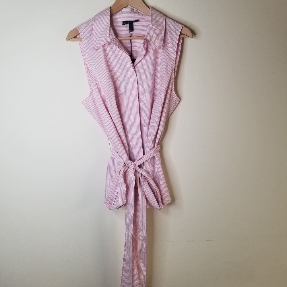 LANE BRYANT Sleeveless Button Down with Tie Belt